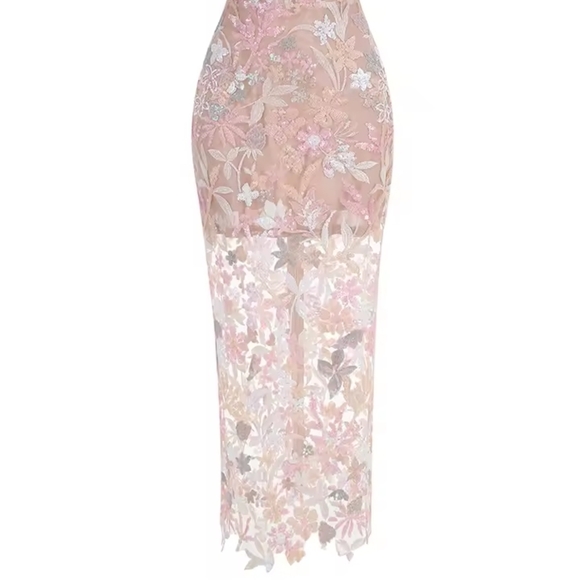 Elegant Strapless Pink Floral Dress - Picture 9 of 9